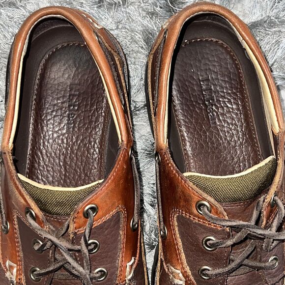 LL Bean Boat Shoes Men 8.5 D Brown Leather Loafer Preppy - Picture 11 of 11